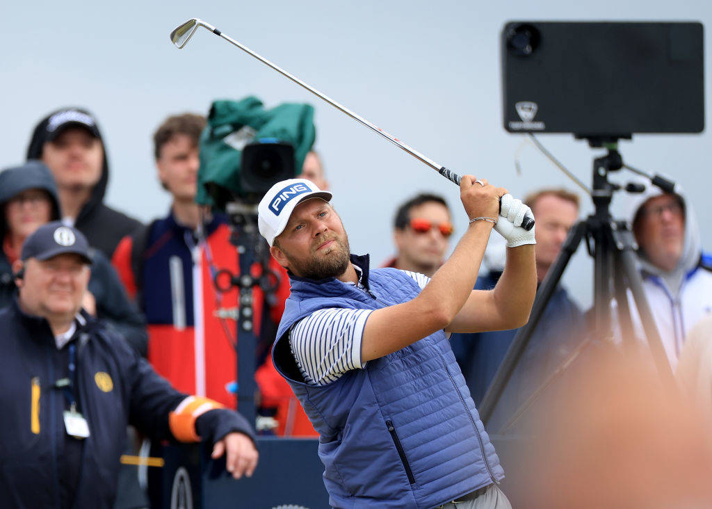 Daniel Brown of England follows his putt on the 16th hole on day two of The 152nd Open